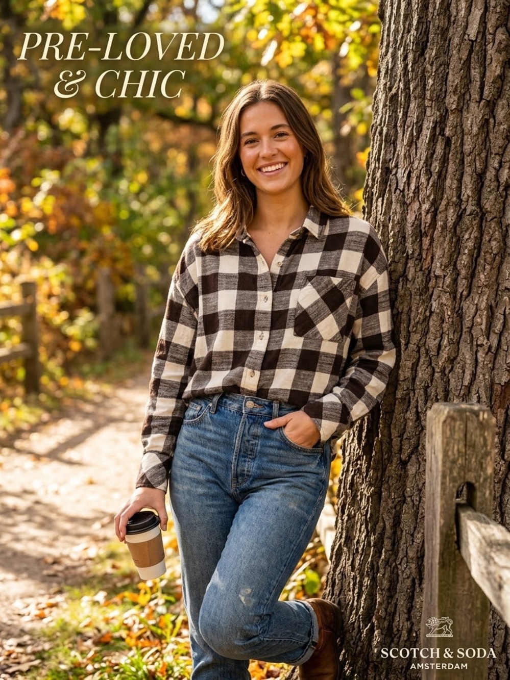 Scotch & Soda Cropped Buffalo Plaid Flannel Shirt